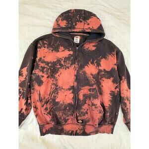 Dickies Bleached Tie Dyed Heavyweight Zip Up Workwear Hoodie 2XL